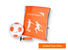 A sports kit consisting of a cinch bag, soccer ball and pump. Limited time offer is written on the image.