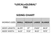 Women’s sizing chart for the LocalxGlobal tee.