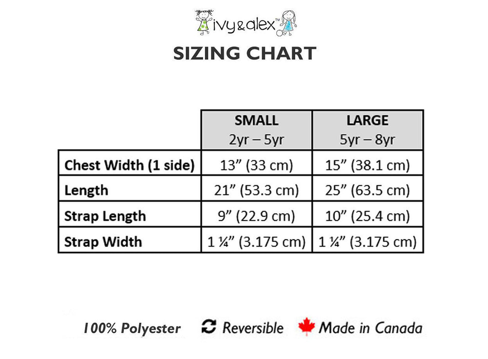 Sizing chart for the Ivy & Alex dress.